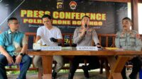 Kapolres Bone Bolango, AKBP Supriantoro saat melakukan konferensi pers, Selasa 3 Juni 2025. [Foto: FikarBuntuan/Nusantara1]