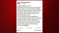 Klarifikasi Wahyudin Moridu pada akun media sosialnya. [foto:ist/tangkapan layar]