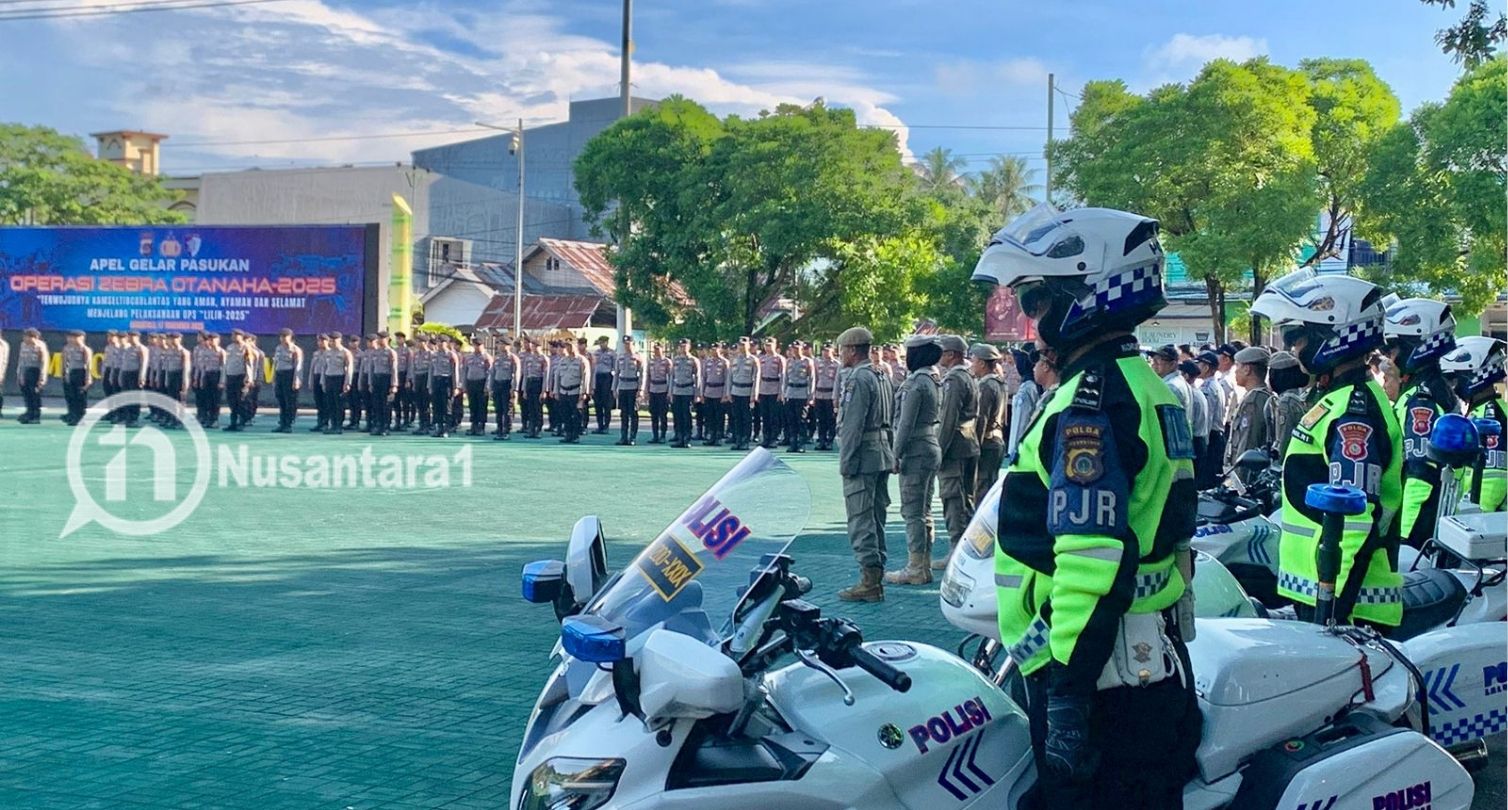 Gelar apel pasukan Operasi Zebra Otanaha 2025, Senin, 17 November 2025 di halaman Polda Gorontalo. [foto: fikarbuntuan/nusantara1]