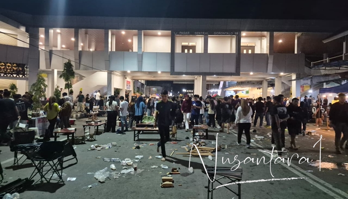 Kericuhan di kawasan Pasar Sentral Kota Gorontalo. [foto:juna/nusantara1]