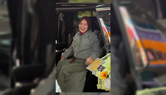 Wakil Gubernur Gorontalo Idah Syahidah Rusli Habibie di Bandara Djalaludin Gorontalo saat tiba dari Jakarta. [foto:dok/tim idah]