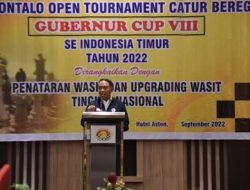 Botu 29 Menpora Zainudin Amali ketika memberikan arahan pada pembukaan turnamen catur beregu se-Indonesia Timur, Gorontalo Open Turnamen Catur Beregu Gubernur Cup VIII di Hotel Aston Kota Gorontalo, Kamis, (15/9/2022) . (Foto: Ist/Diskominfotik)