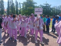 Jajaran Puskesmas Dulupi mengikuti rangkaian kegiatan HKN yang berpusat di Alun-alun Tilamuta. (Foto: Ist)