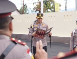 Kapolresta Gorontalo Kota Kombes Pol Dr. Ade Permana,S.I.K.,MH pada upacara Sertijab 6 pejabat utama di halaman Mapolresta Gorontalo Kota, Rabu (11/1/2023). (Foto: Ist)