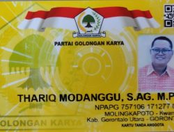 KTA milik Thariq Modanggu sebagai bukti jika kini sudah berada di Partai Golkar. (Foto. Ist)