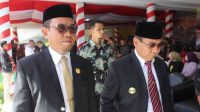 Ketua DPRD Kabupaten Gorontalo, Zulfikar Usira menghadiri peringatan HUT TNI di Lapangan Sport Center Limboto, Sabtu (5/10).