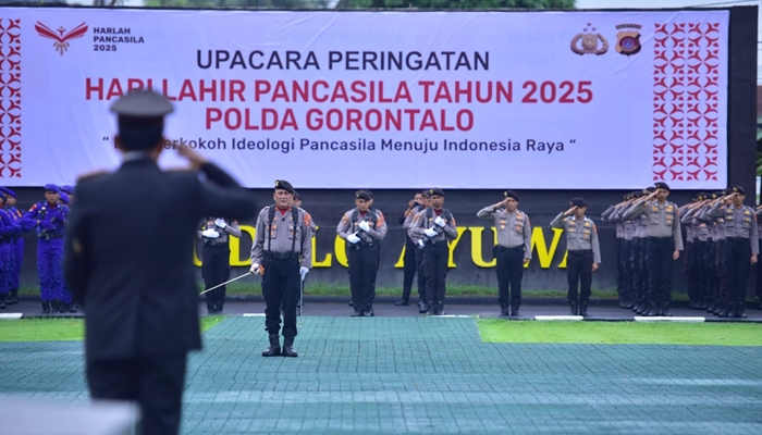 Suasana peringatan Hari Lahir Pancasila di lapangan Mapolda Gorontalo, Senin, 2 Juni 2025. [foto:ist/humas polda]