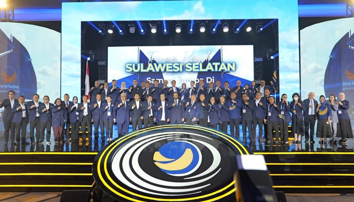 Foto bersama Peserta Rakernas I Partai Nasdem di Makassar, Ahas 10 Agustus 2025. [foto:ist/koleksi ridwan monoarfa]