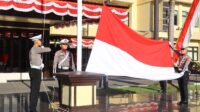 Prosesi Upacara Peringatan HUT ke 80 Kemerdekaan RI di Mapolda Gorontalo. /ist