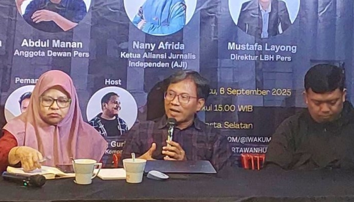 Anggota Dewan Pers, Abdul Manan dalam diskusi publik Iwakum, Sabtu 6 September 2025. [foto:ist/rmol]