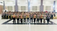 Foto bersama usai pengukuhan Saka Bhayangkara Polda Gorontalo di Ballroom El-Madinah Hotel, Kota Gorontalo, Rabu 8 Oktober 2025. [foto:ist/humas polda]