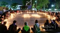 Aksi solidaritas yang dilakukan Forum Pecinta Alam Gorontalo di Lapangan Taruna Remaja Kota Gorontalo, Rabu malam, 1 Oktober 2025. [foto: fikar/nusantara1]