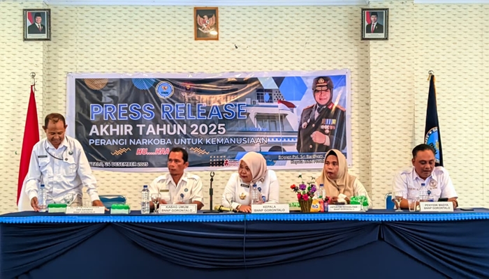 ress Release Akhir Tahun 2025 BNNP Gorontalo. [foto:juna/nusantara1]