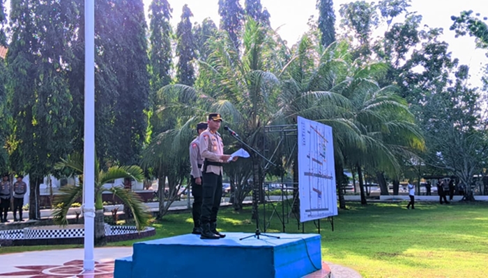Apel Gelar Pasukan pengamanan PENAS Tani dan Nelayan oleh Polda Gorontalo. [foto:juna/nusantara1]