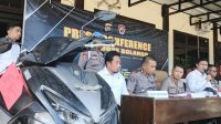 Polres Bone Bolango saat menggelar konferensi pers terkait dengan Curanmor [foto:ist]
