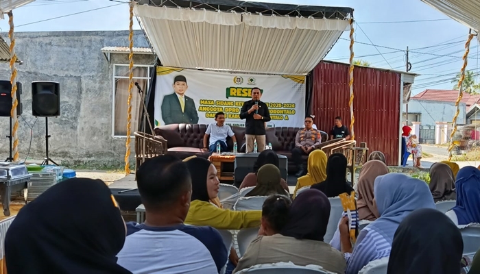 Anggota DPRD Provinsi Gorontalo, Moh. Abd. Ghalieb I. Lahidjun saat melaksanakan reses di Desa Limehu, Kecamatan Tabongo, Kabupaten Gorontalo, Rabu 1 Juli 2026. [foto:dok/ist]