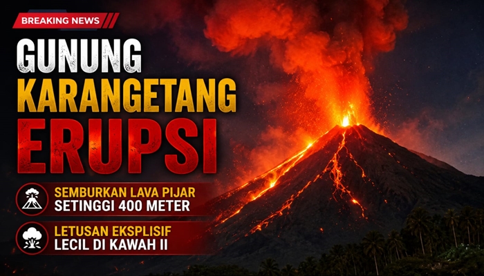 Ilustrasi. Gunung Karangetang di Sitaro, Sulawesi Utara, mengalami erupsi dengan lava pijar setinggi 400 meter. [foto:ist/ant/fs]