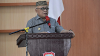 Bupati Gorontalo, Sofyan Puhi saat memberi sambutan pada acara TP PKK, Senin 24 Agustus 2026. [foto:dok/kominfo]
